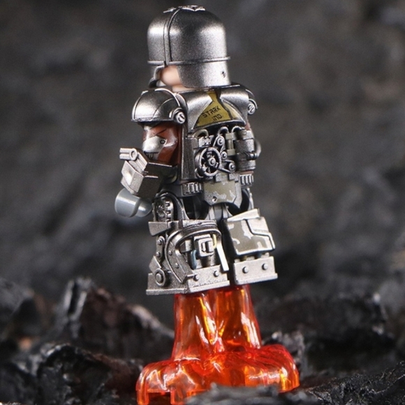 Iron man Custom Lego silver fire reversible face minifigure buildingblock toy - Picture 2 of 4
